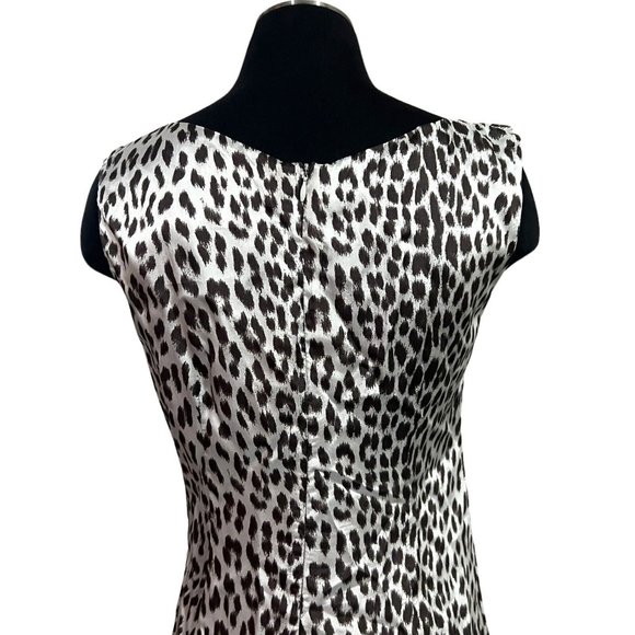 Ashley Fogel Animal Satin Midi Dress Size 10 Small NZ Designer Italian Fabric - Picture 6 of 8